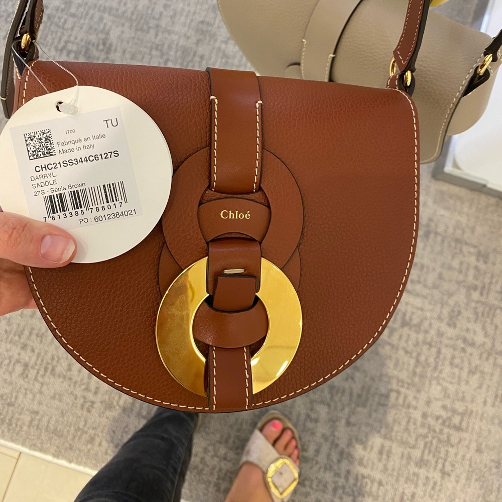 Chloe Darryl Brown Leather Crossbody Bag - Picture 2 of 15
